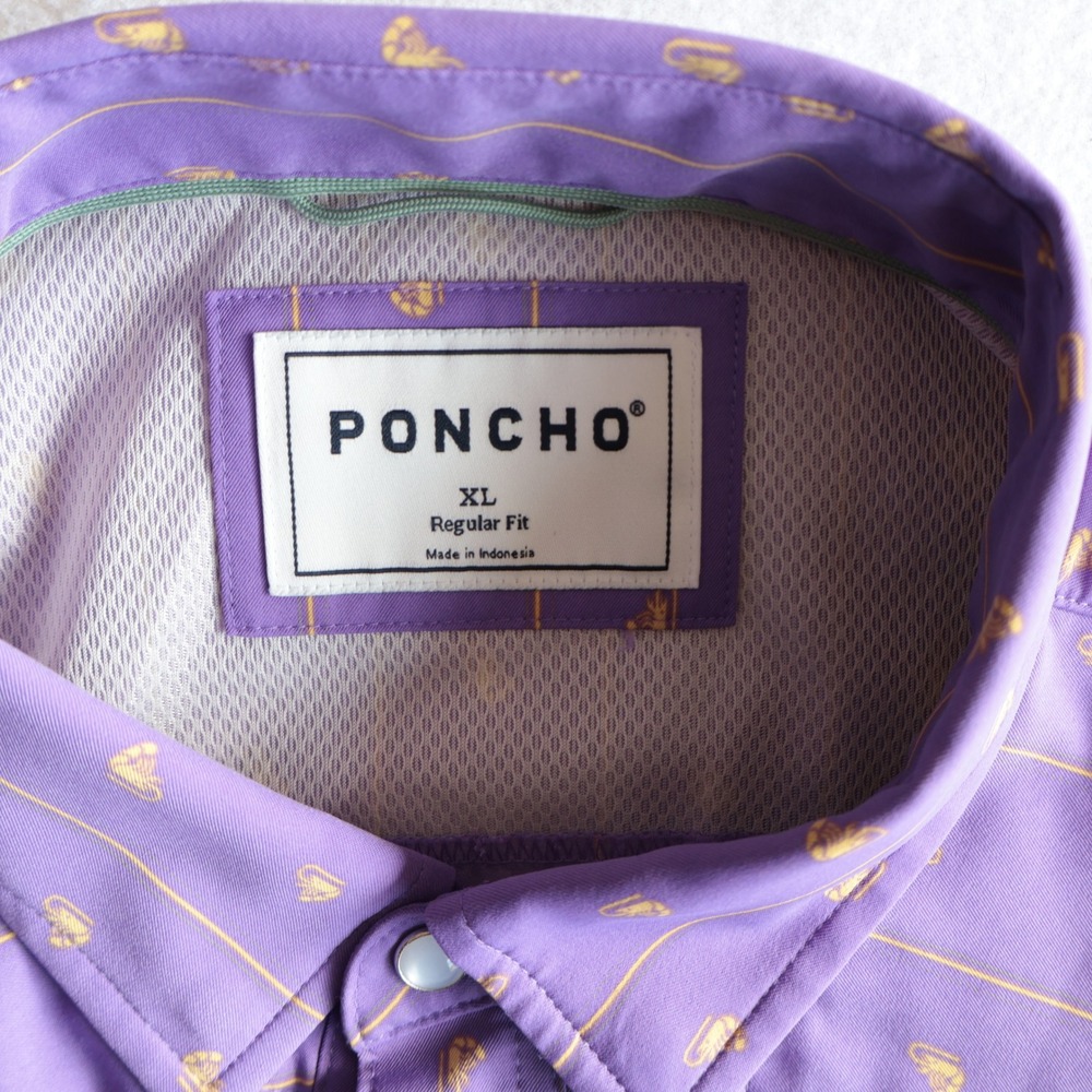 Poncho Mens XL Regular Fit Purple Short Sleeve Snap The Hoodoo Crawfish Shirt - Picture 4 of 11